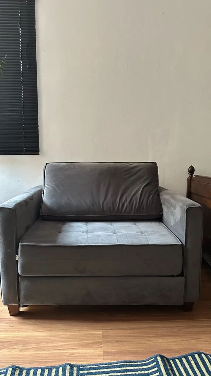  Sofá-Cama Cinza de 2 Lugares Cinza