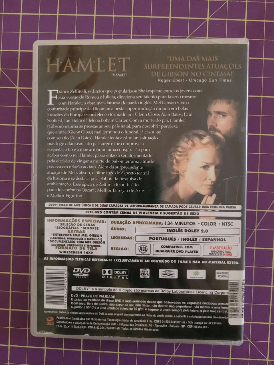 Filme clássico  HAMLET Shakespeare Mel Gibson Glenn Close 2 Oscars - Foto 2