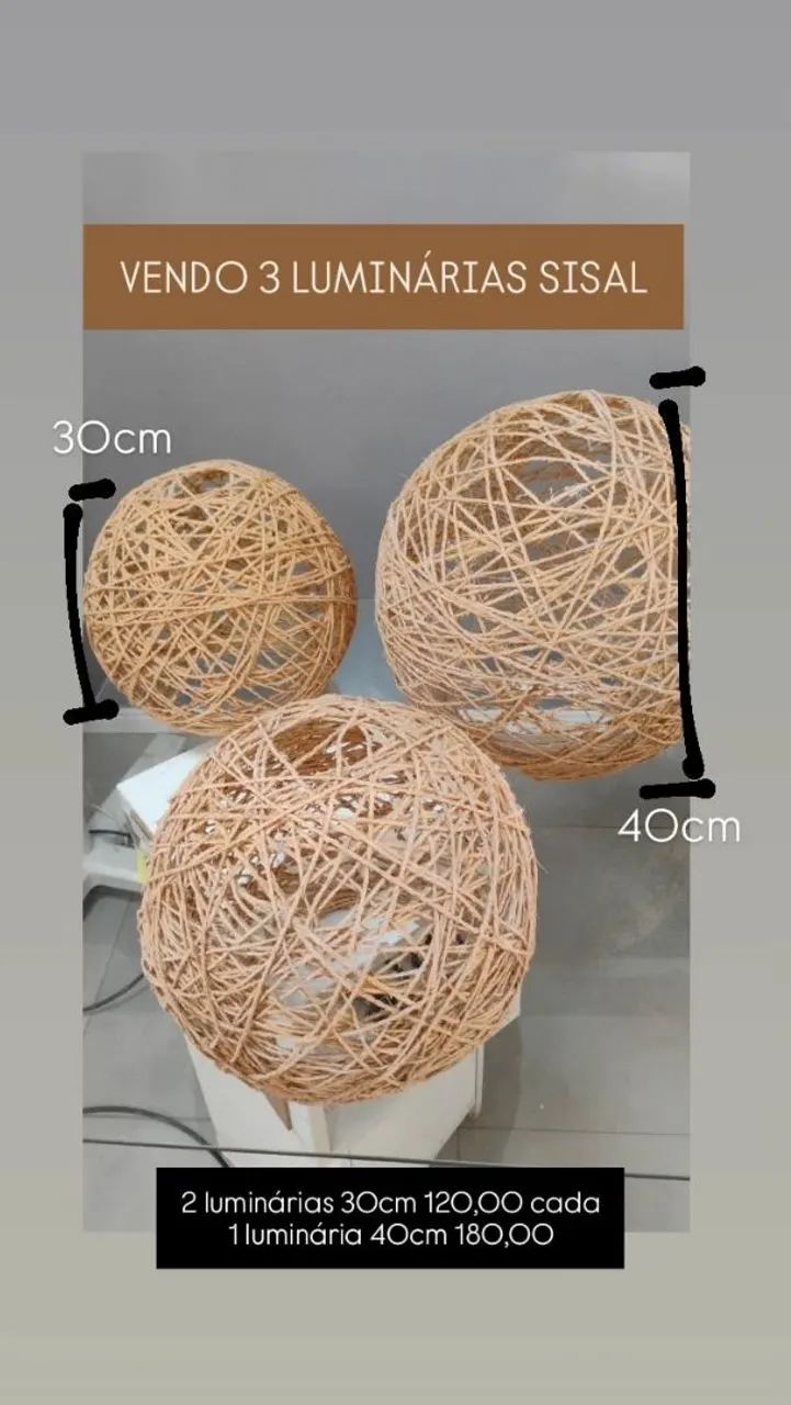 Luminária rústica sisal