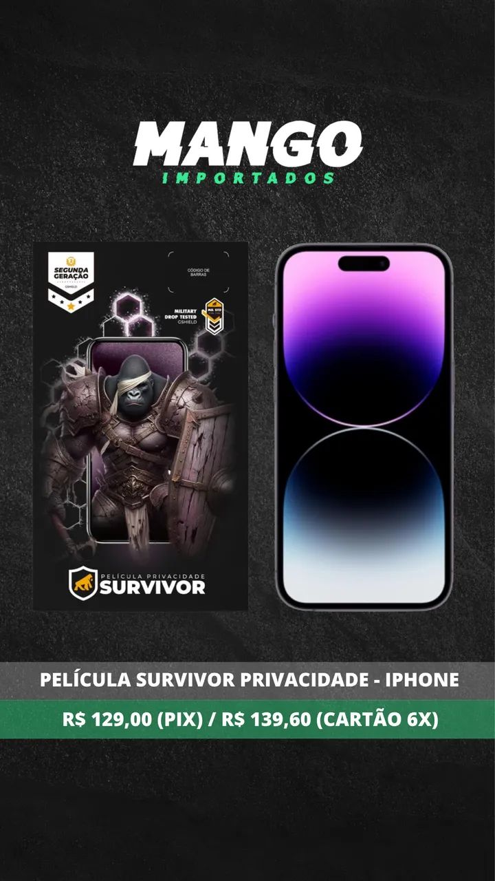 Película de Privacidade Survivor Gshield para iPhone  - Foto 2