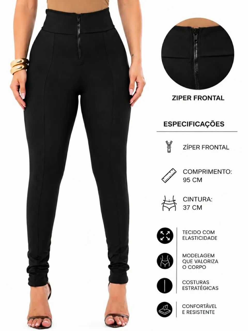 Vendo Calça cintura alta preta tipo legging  - Foto 3