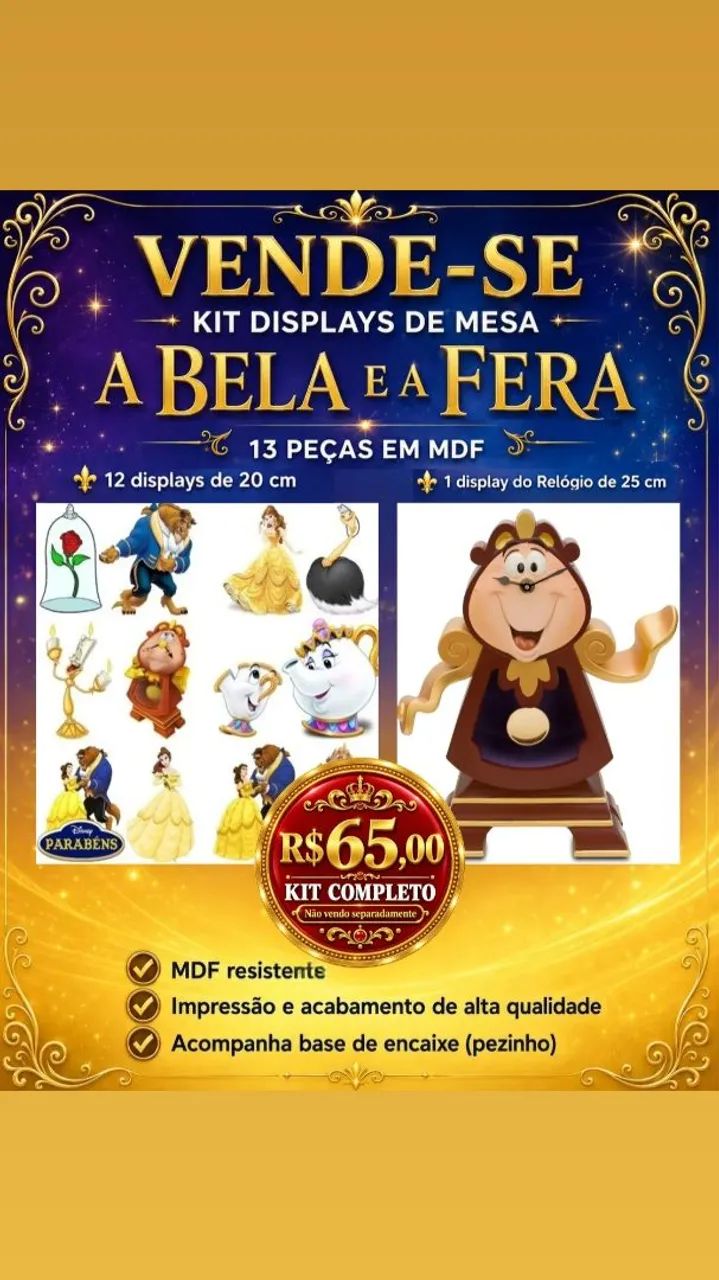 Displays de Madeira A Bela e a Fera