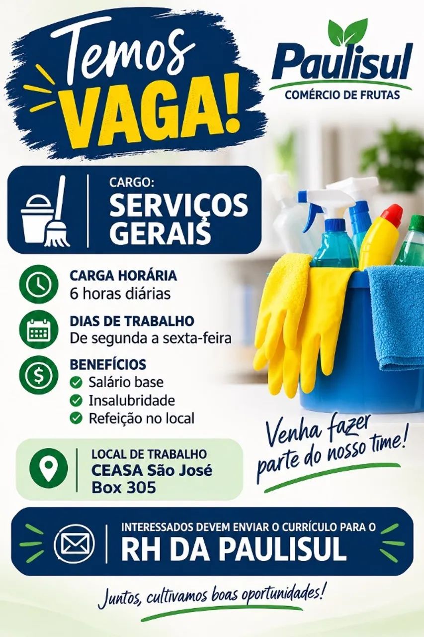 VAGA SERVIÇOS GERAIS 