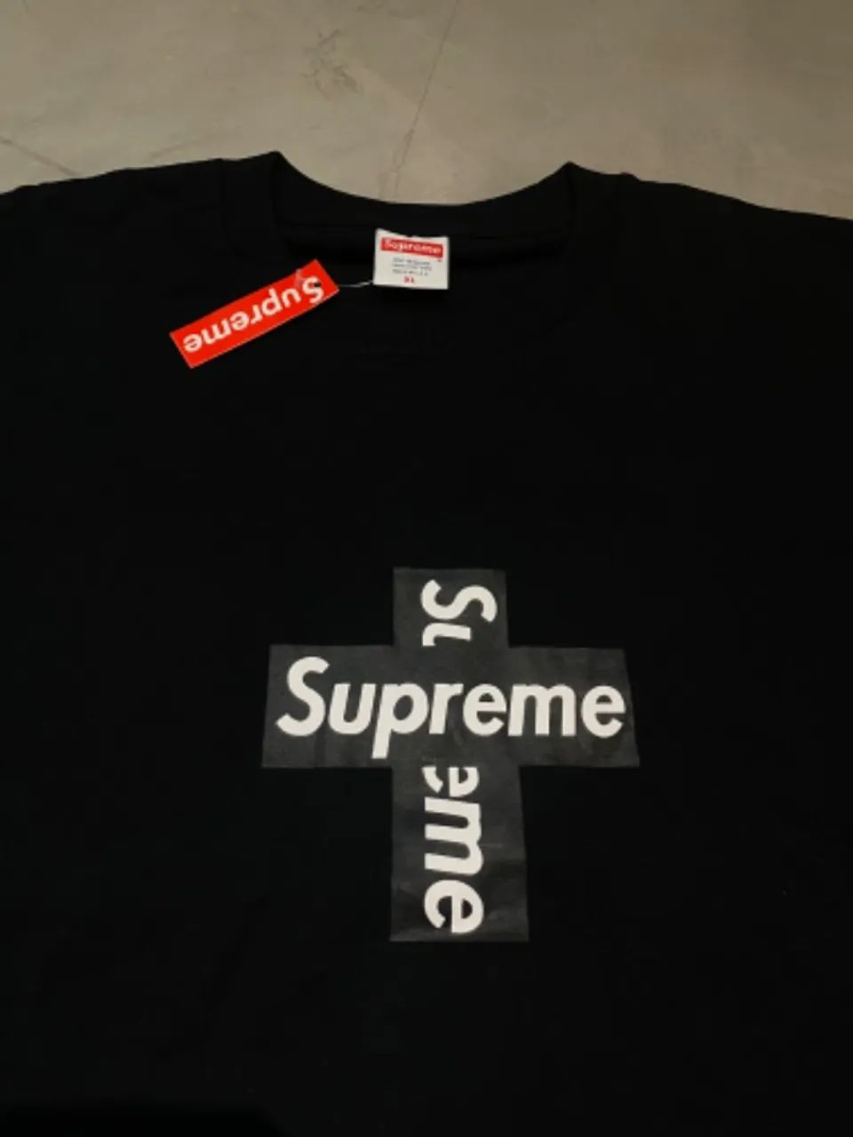 supreme cross box logo tee black - Foto 2