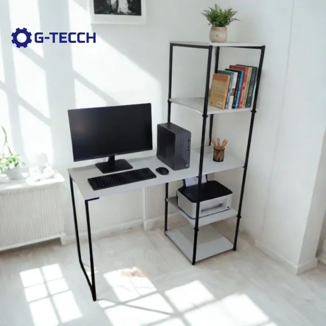 Mesa para Notebook Industrial NOVA Escrivaninha com Estante Multiuso Computador Escritório - Foto 2