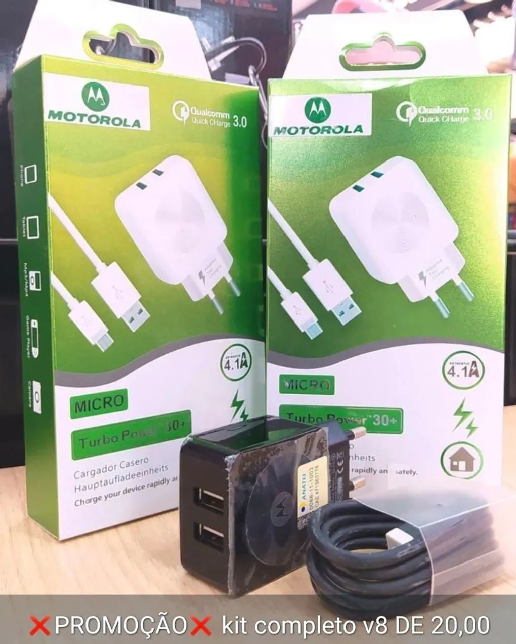 Carregador Micro USB V8 Compatível Motorola 4.1 30w
