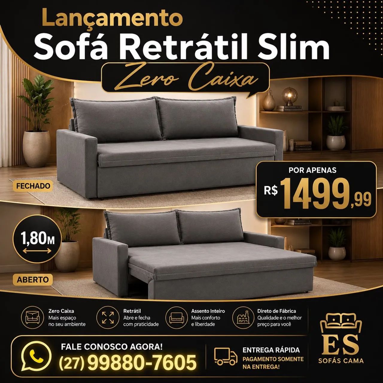 SOFÁ RETRÁTIL, escolha tamanho e Cor! OFERTA IMPERDÍVEL! - Foto 3