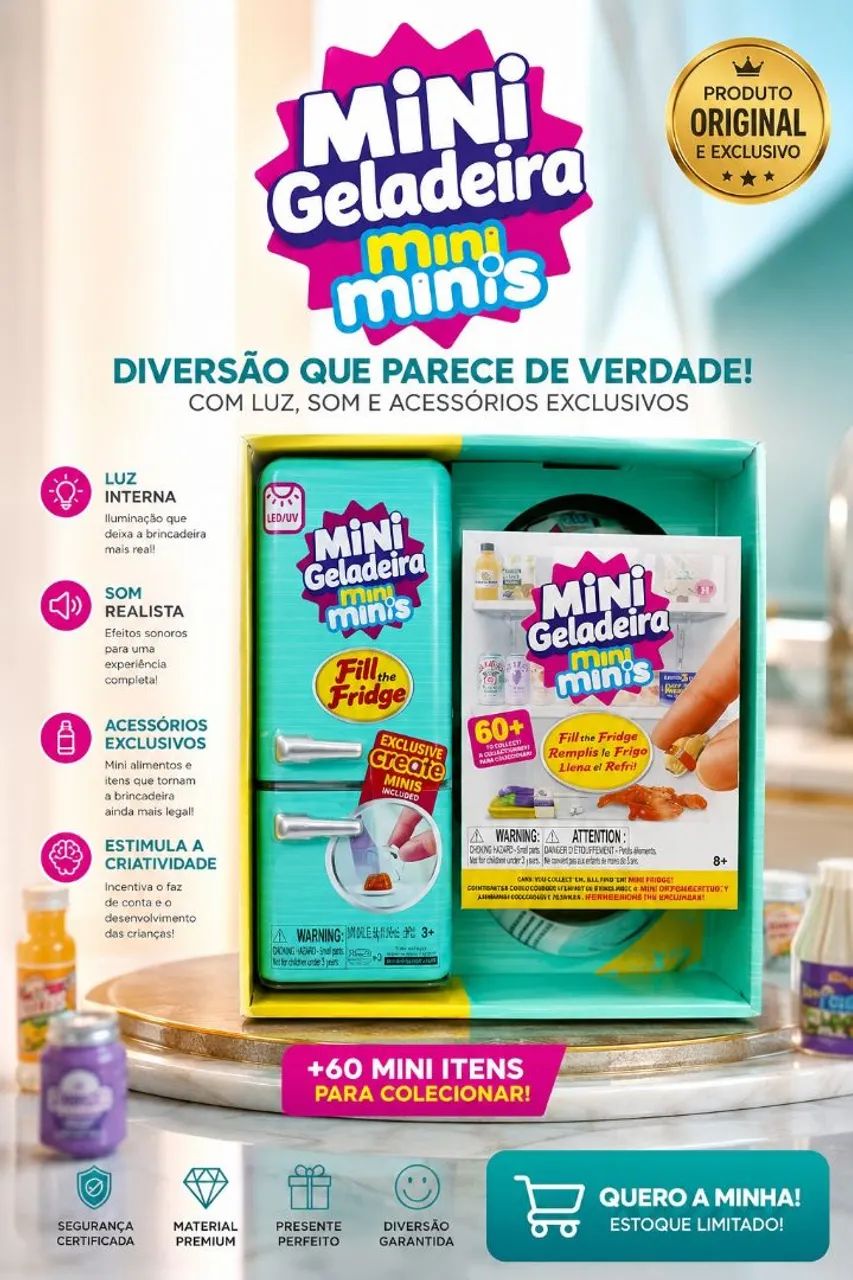 Brinquedo Mini Geladeira 