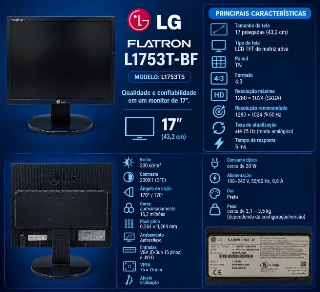Monitor LG Flatron L1753T-BF 17? VGA DVI 75 Hz