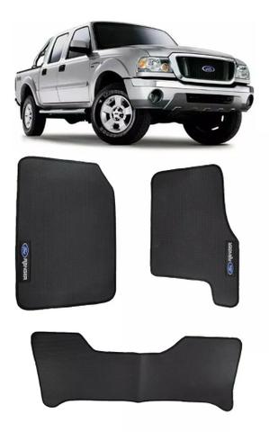 Jogo Tapete Borracha Ford Ranger 2007 a 2013 Preto 3 Peças
