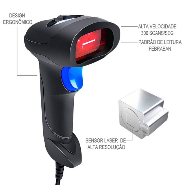 Leitor de Código de Barras USB com Fio Padrão de Leitura  - Foto 3