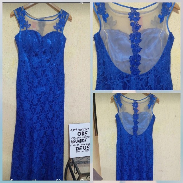 Vestido Longo Festa de Renda e Tule 