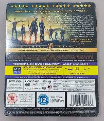 Kit 2 DVD's Duplos - Jogos Vorazes e Jogos: Vorazes em Chamas & Jogos  Vorazes: A Esperança - Parte 1 (Novo - Lacrado) Edição Especial Limitada