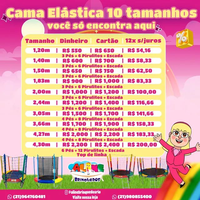 Cama elástica 10 tamanhos disponíveis pra vc 
