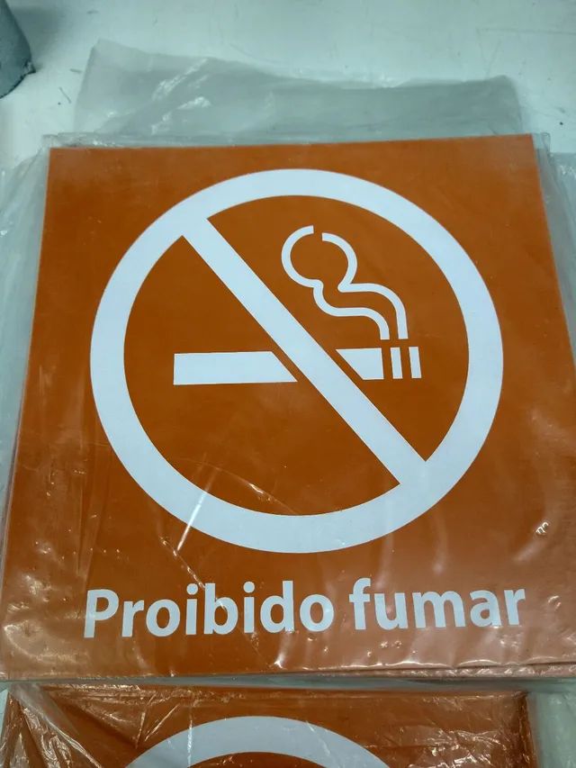Placa proibido fumar banco agência hospital 