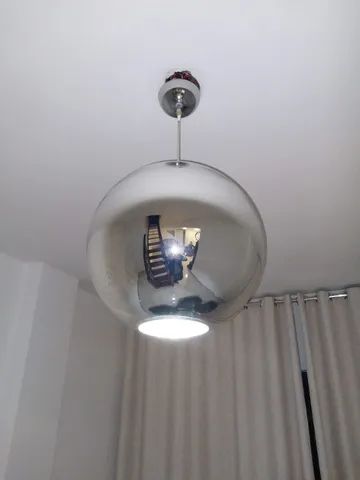Luminária de teto esfera de vidro espelhado com 41cm