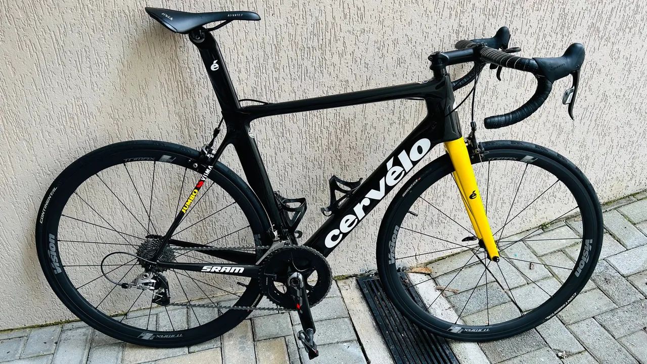 Cervélo personalizada Jumbo-Visma, SRAM Red, rodas Vision, impecável!