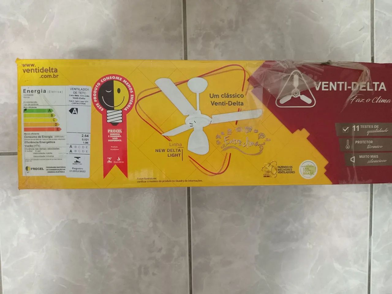 Ventilador de teto Venti-Delta New Delta Light 3 pás 127V, cor branco