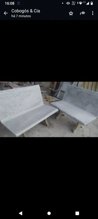 Conjunto mesa e bancos concreto ou granillite 