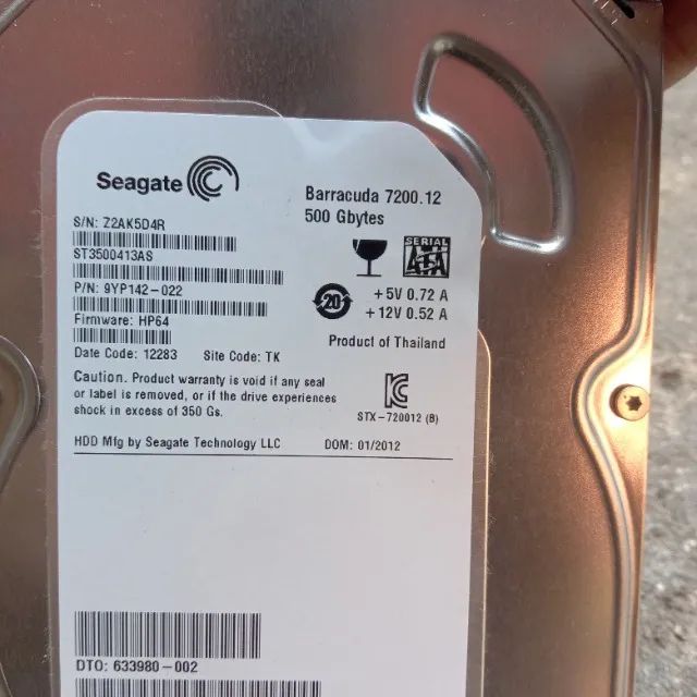 HD interno Seagate 500gb barracuda (para Pc) funcionando perfeitamente