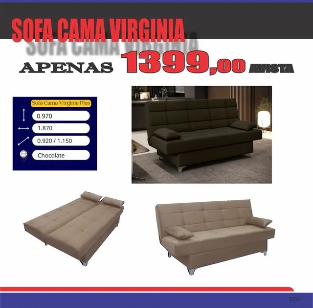 SOFÁ CAMA VIRGINIA PROMOÇÃO Sofás e Poltronas Vila Brasília