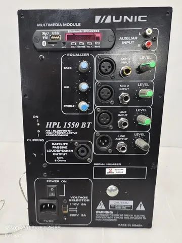 Módulo De Som Amplificado Unic Hpl 1550bt Usb E Bluetooth!!