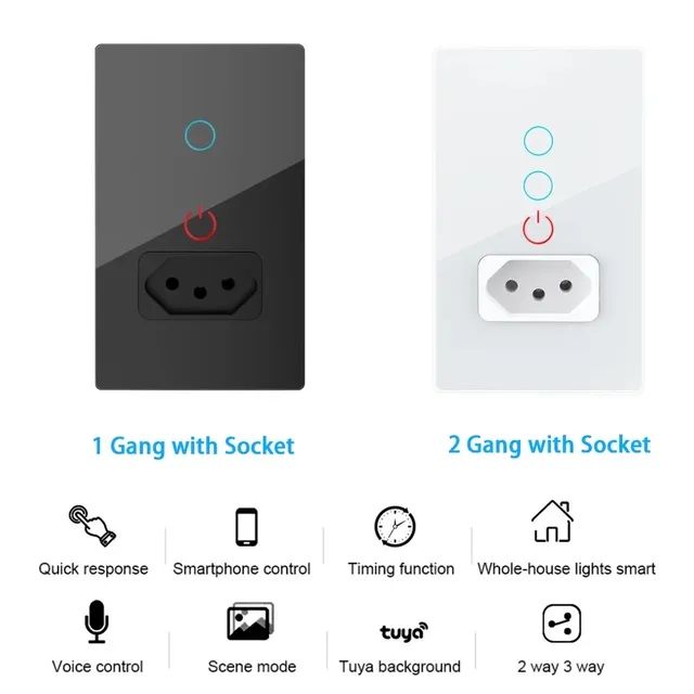 Interruptor 2 lâmpadas Wifi Tuya Inteligente, Compatível com Alexa  - Foto 5