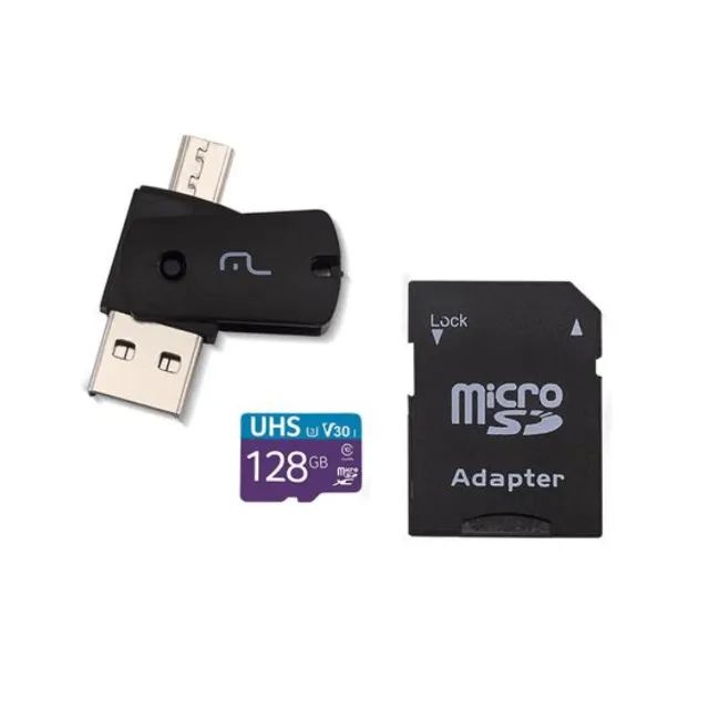 Kit 4 em 1 Cartão De Memória + Adaptador USB Dual Drive + Adaptador SD 128GB MC153 - Multi - Foto 3