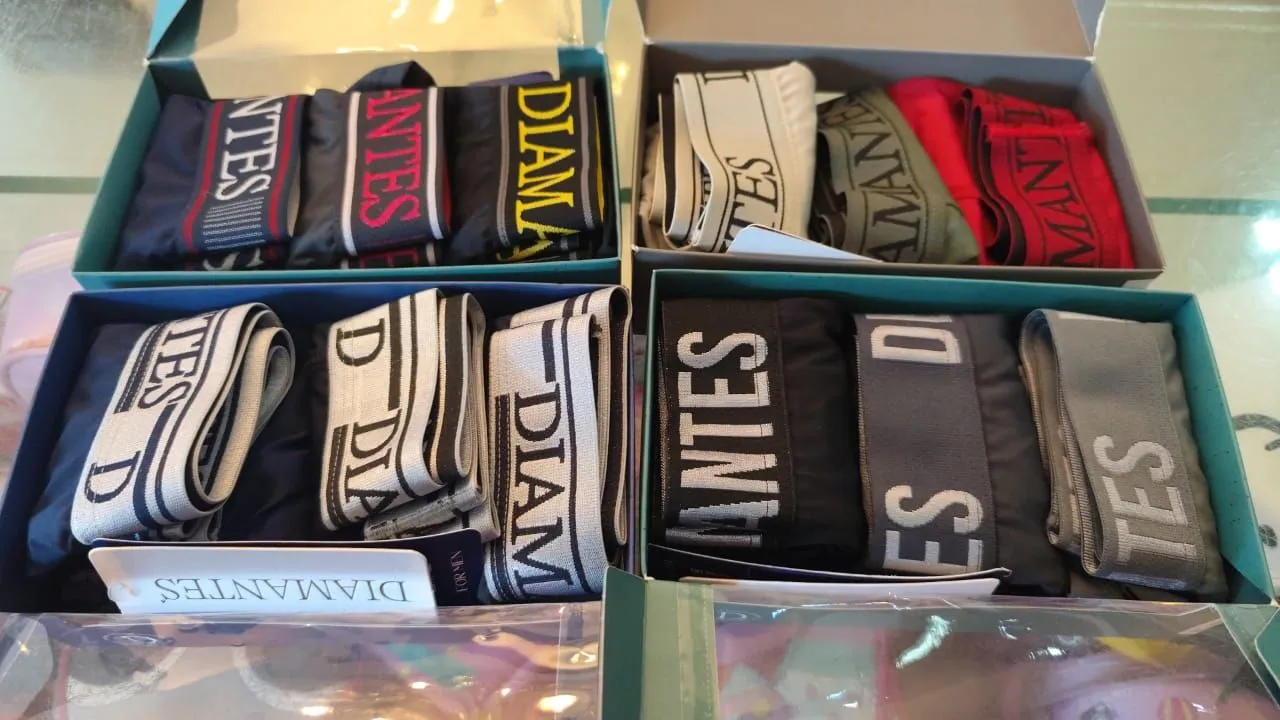 Cueca boxDiamantes - kit com 3