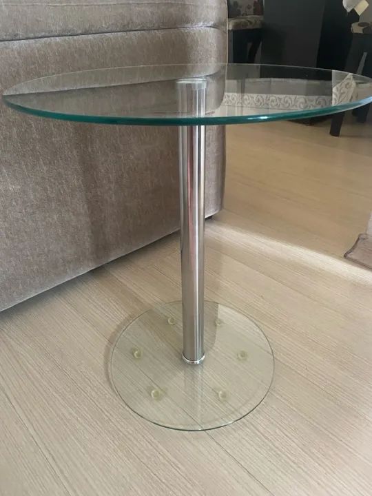 Mesa de centro em vidro e metal tok stok