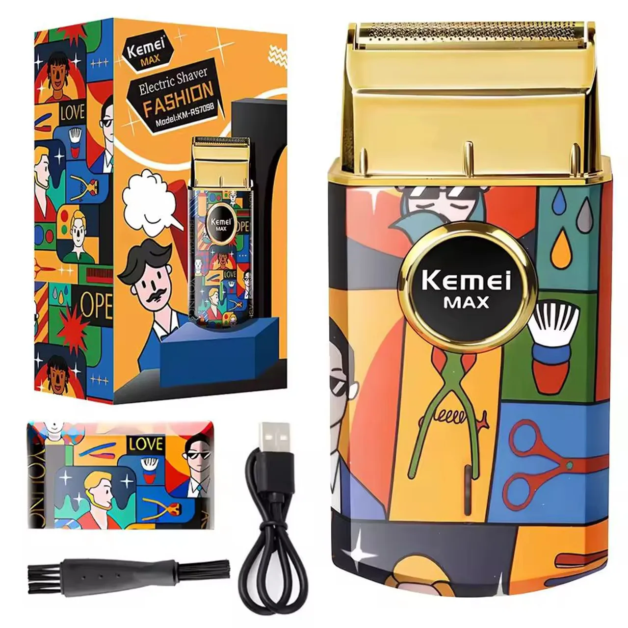 Maquina de barbear profissional Kemei shaver acabamnto Fashion KM-RS7098