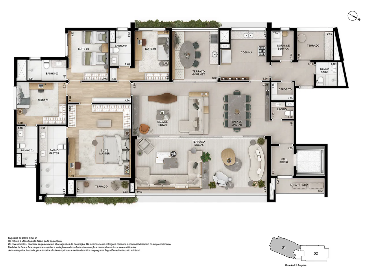 Apartamento de 262m² com 4 suítes, 3 vagas de Garagem á venda Brooklin SP