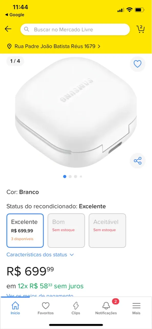 Fone de ouvido Samsung Branco Original