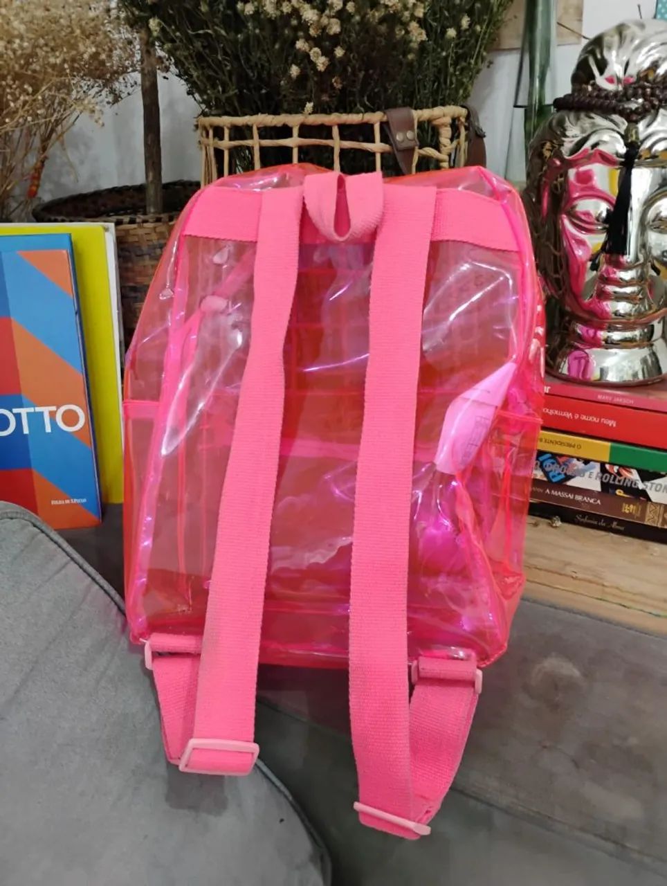 Mochila transparente rosa com unicórnio - Foto 4