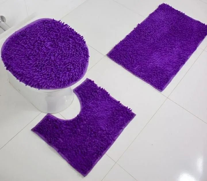 Kit Tapete Banheiro 3 Peças Azul - Macio e Absorvente - Foto 3