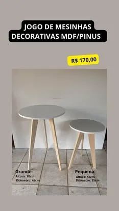 Jogo de Mesinhas Decorativas MDF/Pinus