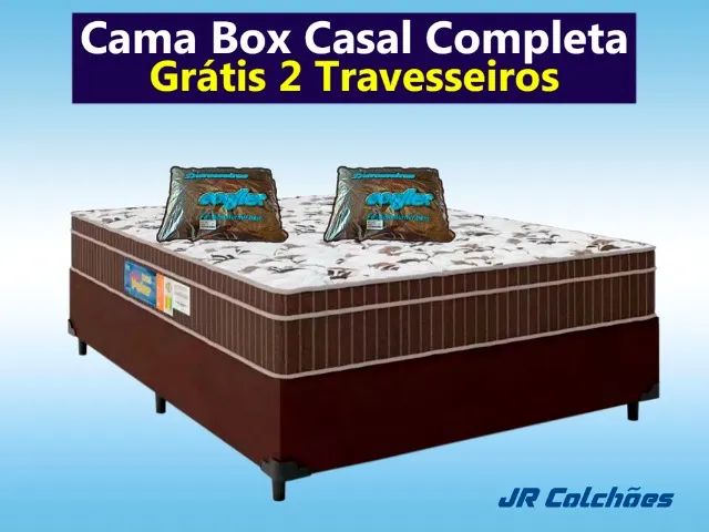 Cama Box Casal, Grátis 2 Travesseiros