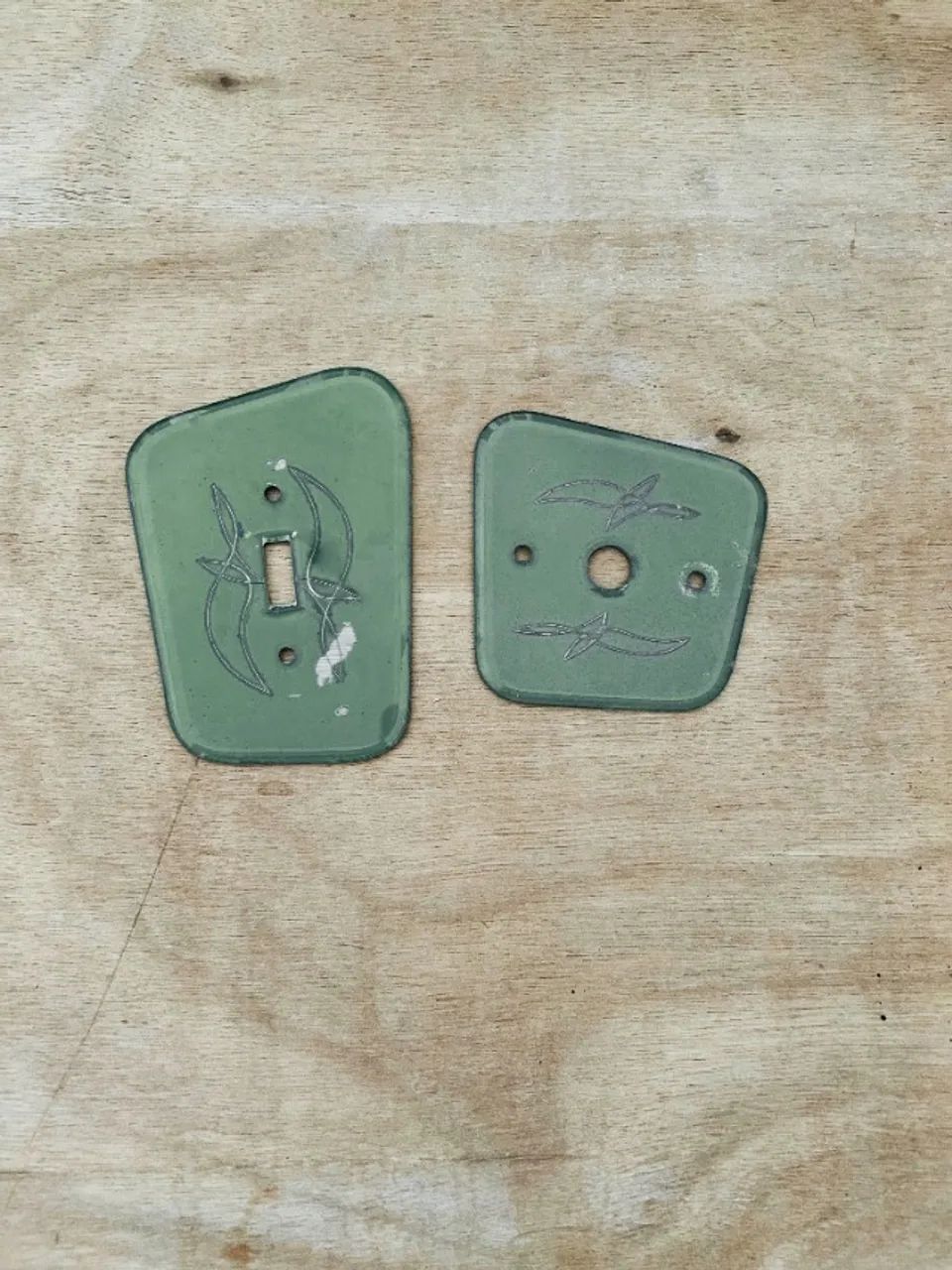 Dupla de espelhos de luz retrô vintage, de vidro, original da década de 1950