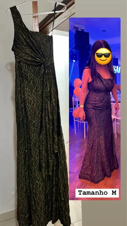 Vestido Festa Longo Dourado - Tamanho M