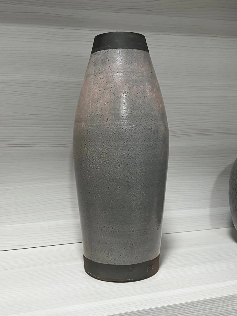 Vaso Decorativo Cerâmica Cinza e Preto Alto Padrão