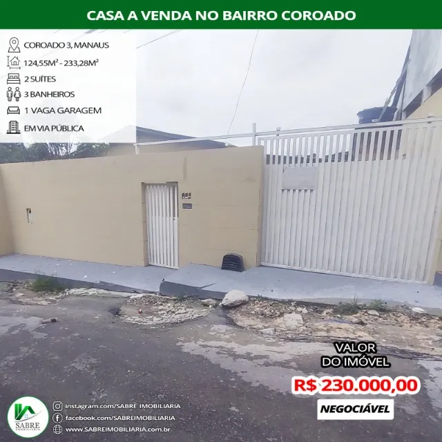 Casa Coroado 2 Suítes c/ Terreno 233m² prox. SuperMercado Vitoria / Aceita Permuta