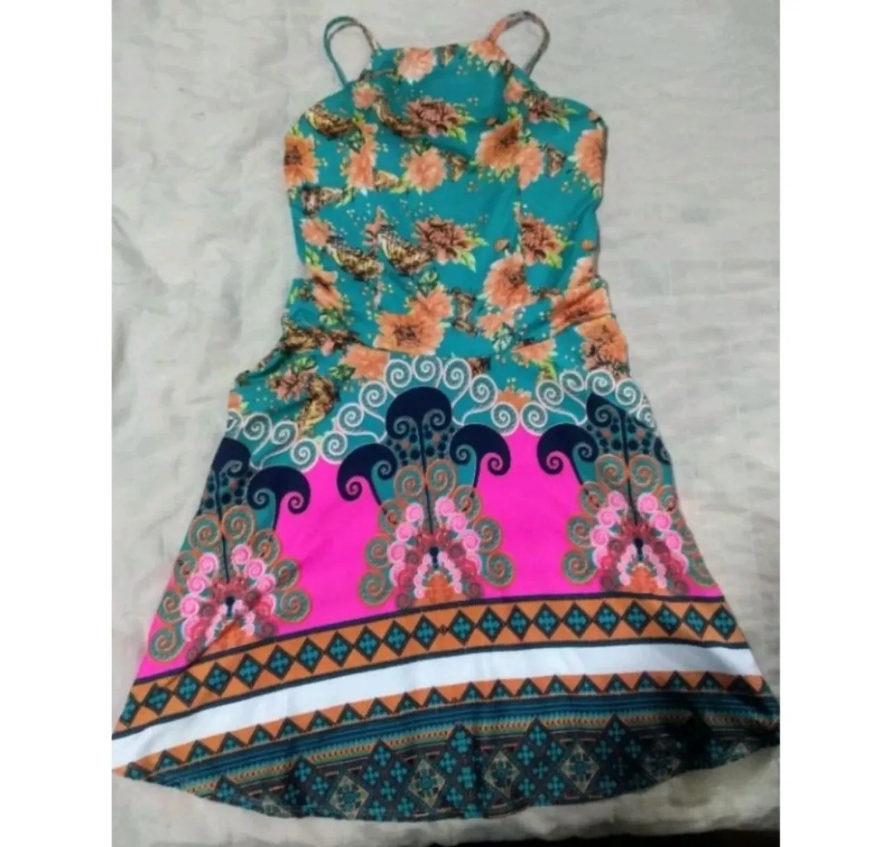 Vestido Floral Colorido - Moda Feminina M