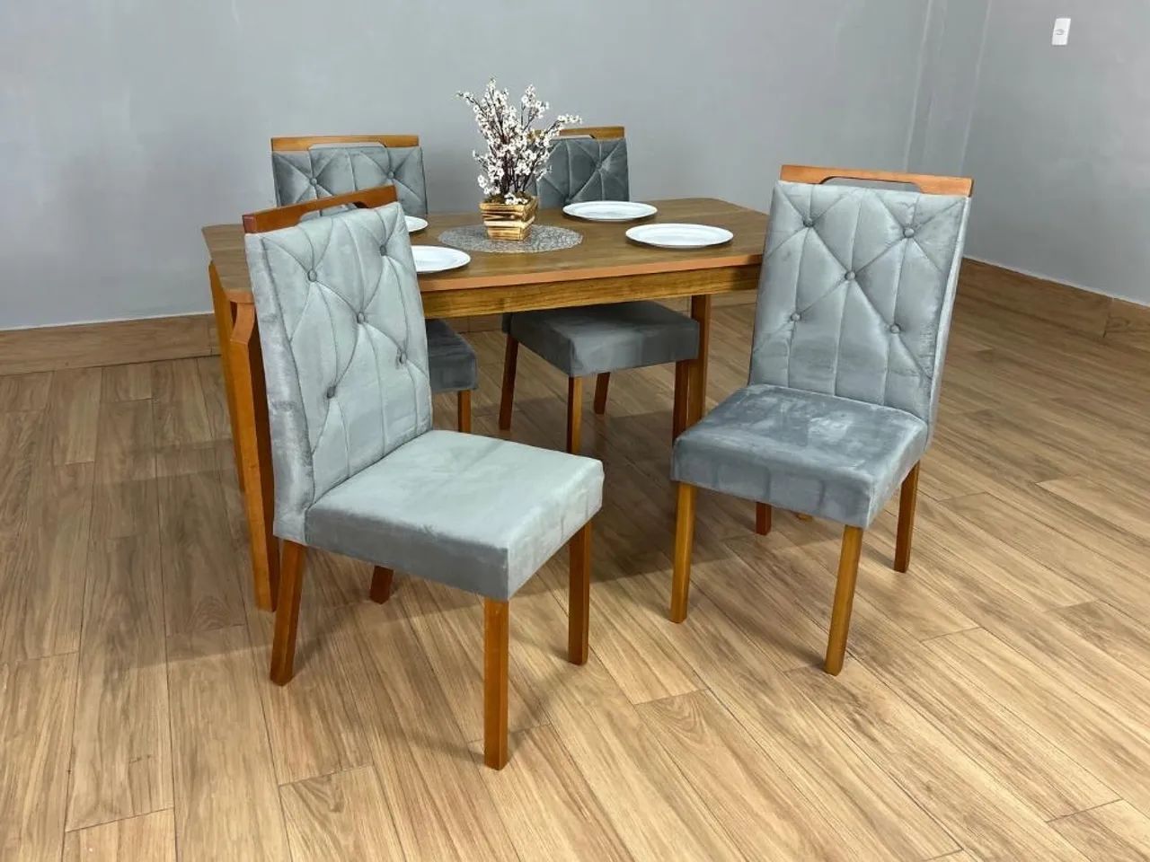Mesa de Jantar Alegra 1.20×0.80 Com 4 Cadeiras- Madeira Maciça  - Foto 4