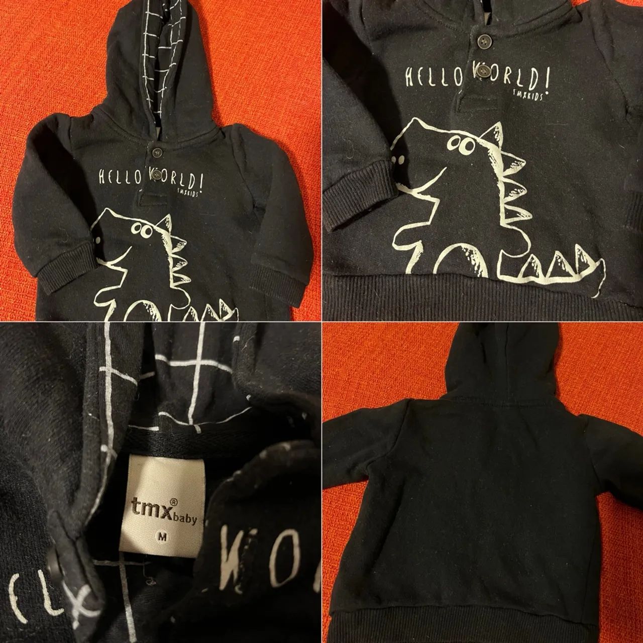 Moletom Infantil com Capuz - Estampa Dino ?Hello World!? - Tam. M (tmx baby)