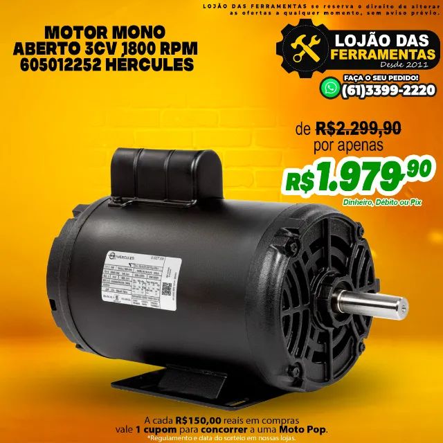 Motor Mono Aberto 3CV 1800 Rpm 605012252 Hércules