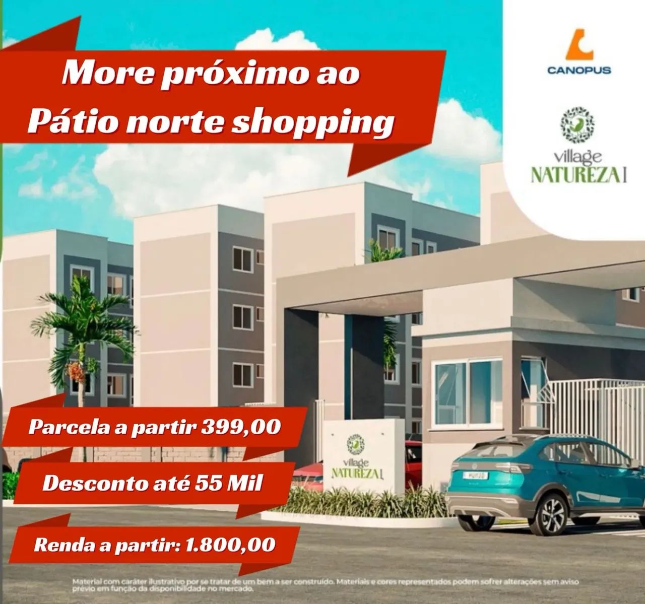 034- APARTAMENTO DE 2 QUARTOS PRÓXIMO AO PÁTIO NORTE SHOPPING!!