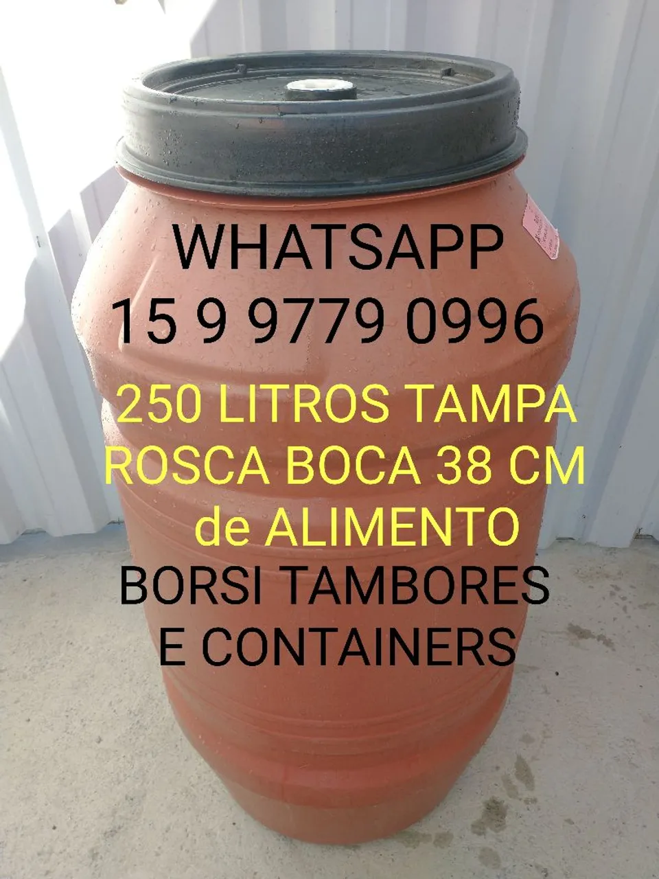 Bombona 250 Litros Tampa Rosca Boca 38cm - Alimento Tambor Plastico Container IBC