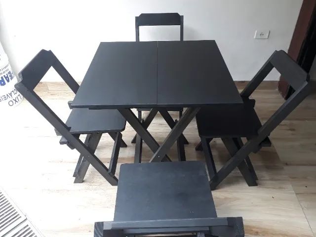 Conjunto dobrável mesa e cadeiras para bar e similares