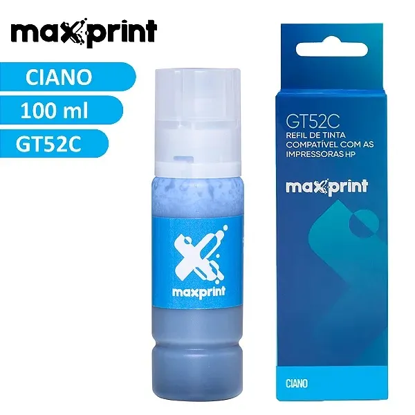 Tinta de Impressora HP GT52C Ciano Compatível Hp Deskjet e Ink Tank - Maxprint