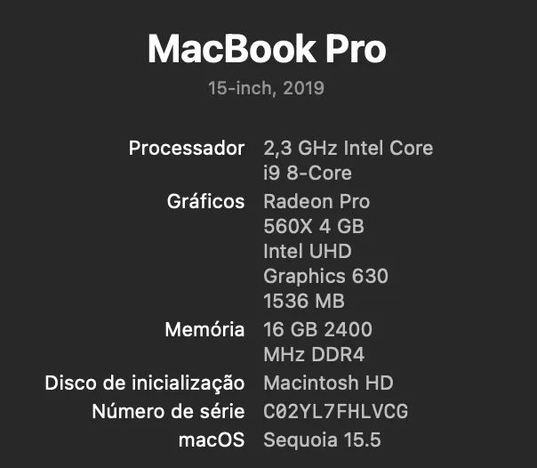 Macbook Pro 15' 2019 Intel i9 512Gb com placa Radeon Pro 560X Bateria nova - Foto 6